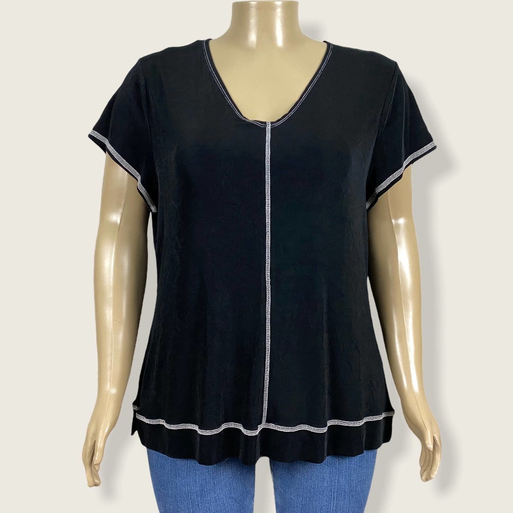 Coldwater Creek Travel Knit Shirt Black 2X PLUS